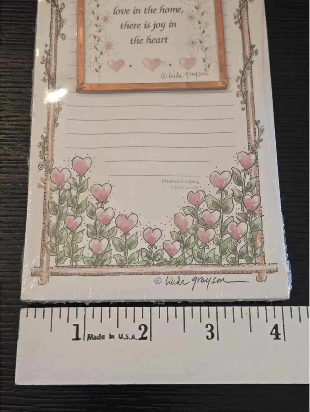 Linda Grayson Printwick Papers Heart Garden Magnetic Memo Pad Sealed USA